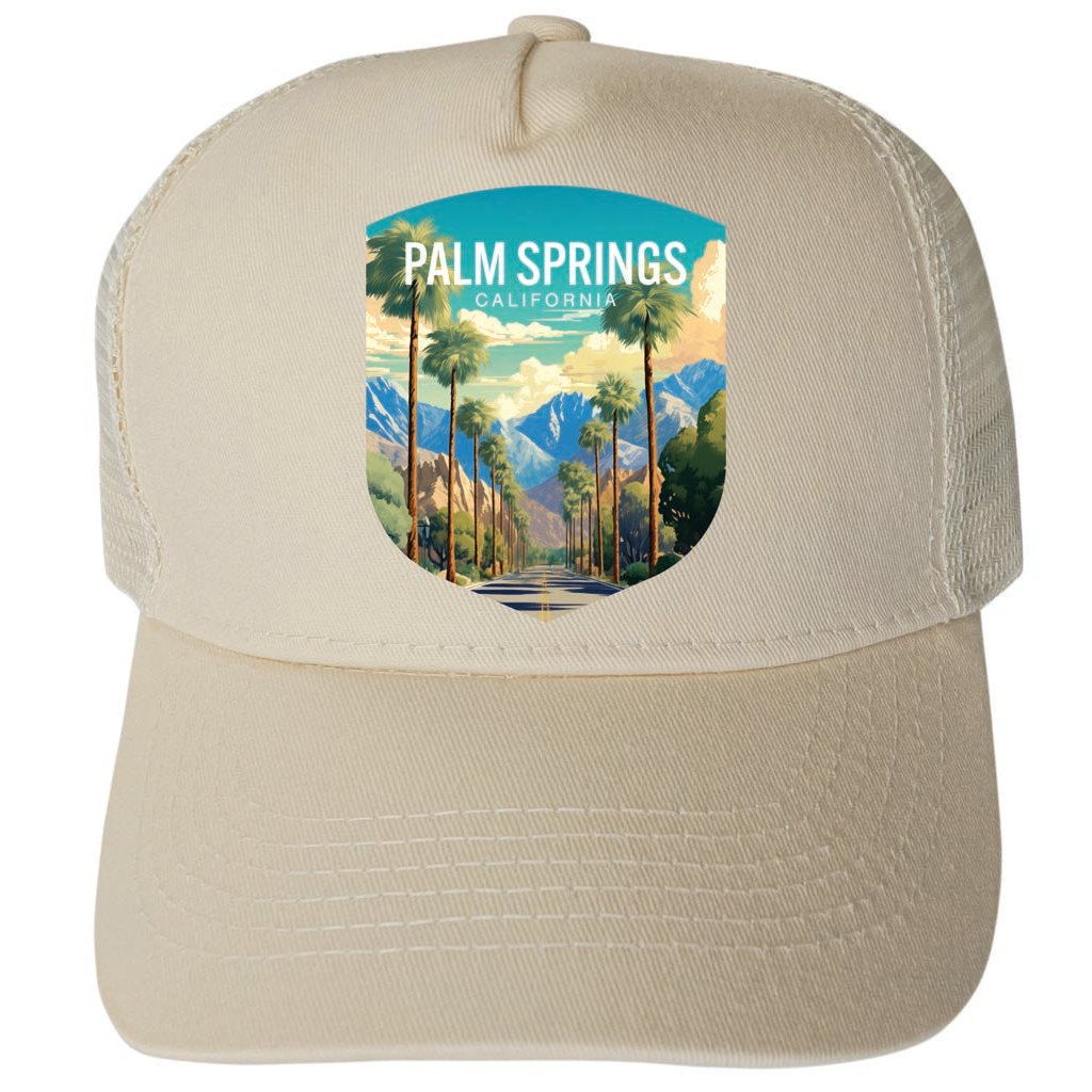 Palm Springs California Design A Unisex Mesh Back Trucker Hat with Adjustable Snapback Image 1