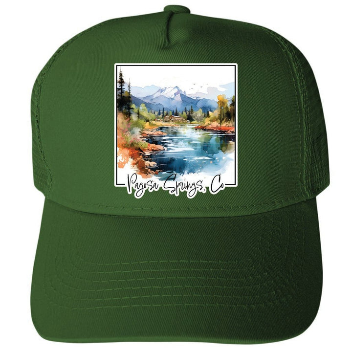 Pagosa Springs Colorado Design A Unisex Mesh Back Trucker Hat with Adjustable Snapback Image 2