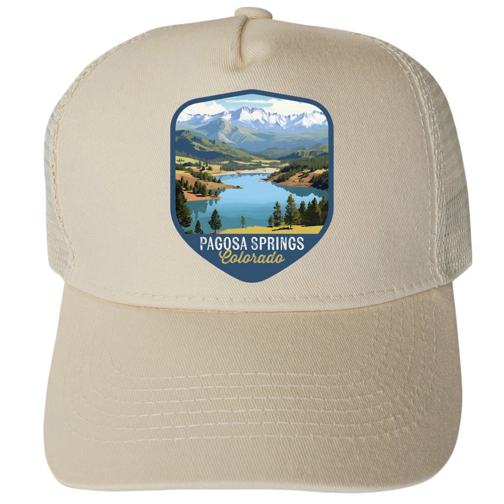 Pagosa Springs Colorado Design B Unisex Mesh Back Trucker Hat with Adjustable Snapback Image 3