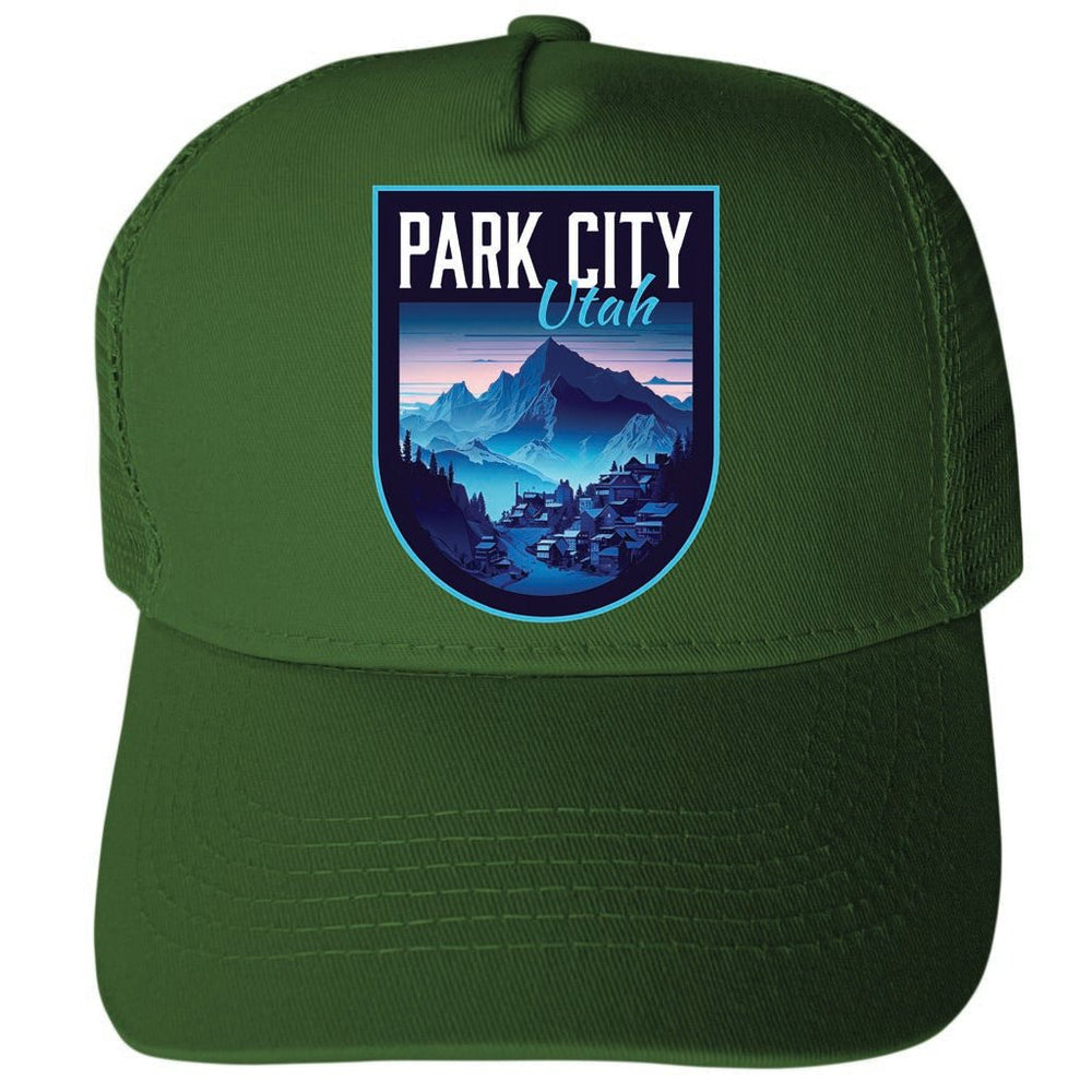 Park City Utah Design A Unisex Mesh Back Trucker Hat with Adjustable Snapback Image 2