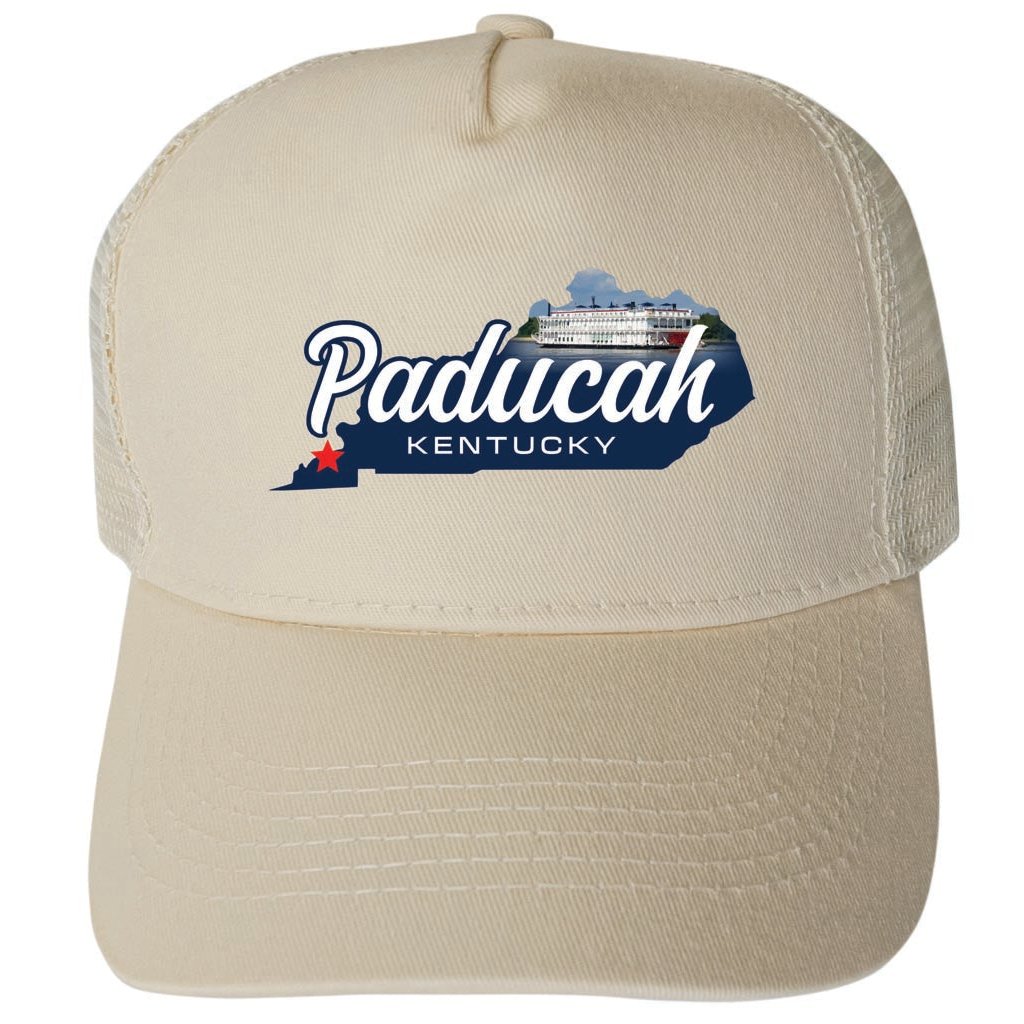 Paducah Kentucky State Shape Design Unisex Mesh Back Trucker Hat with Adjustable Snapback Image 3