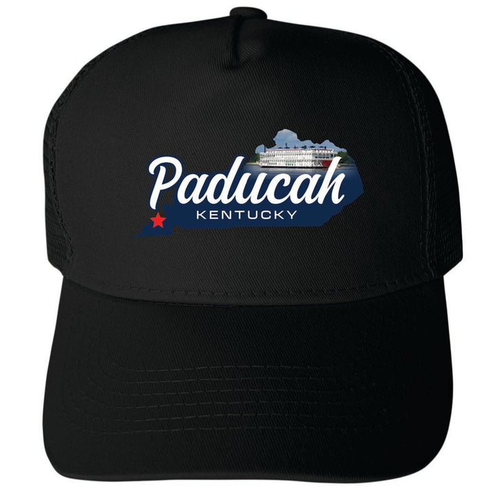 Paducah Kentucky State Shape Design Unisex Mesh Back Trucker Hat with Adjustable Snapback Image 1