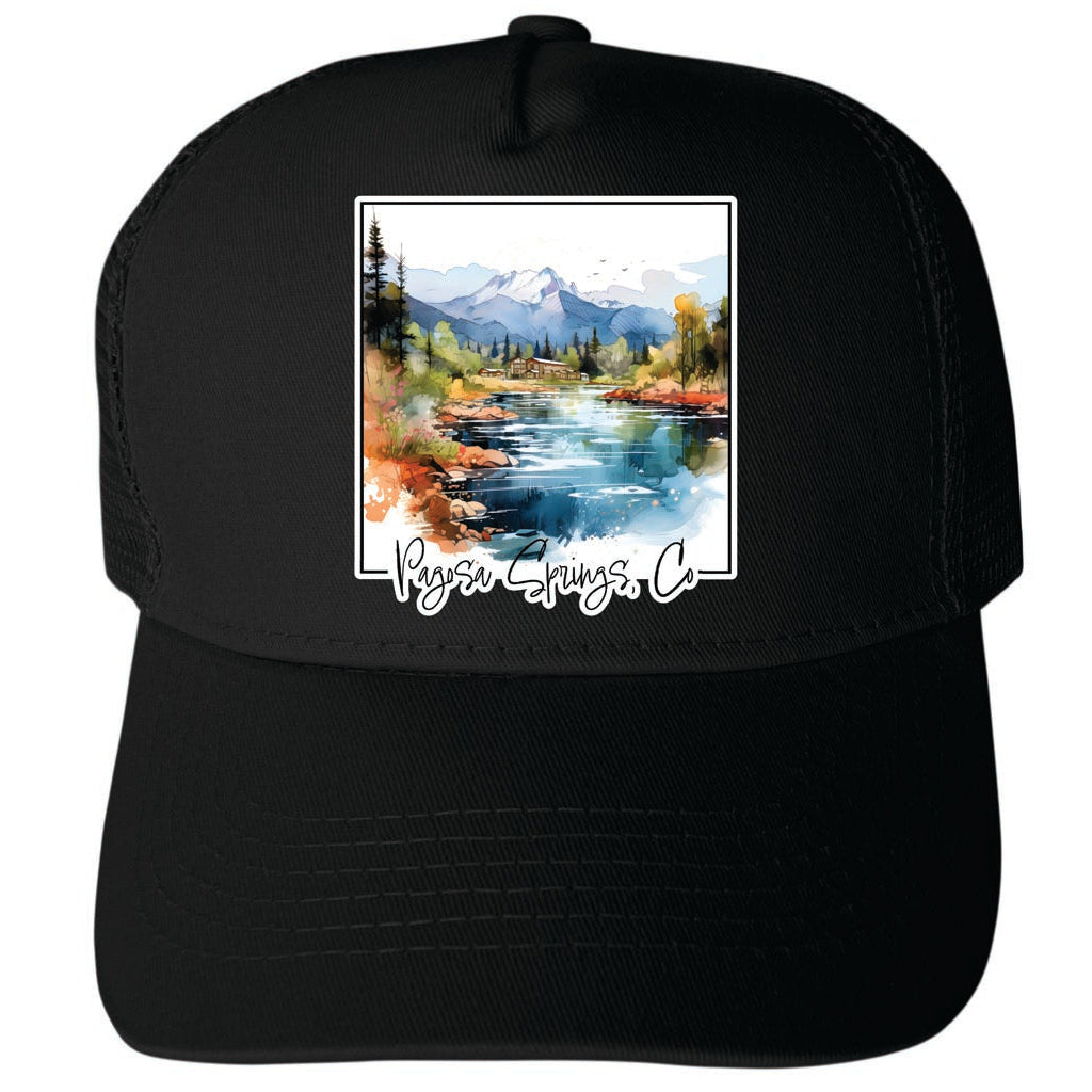 Pagosa Springs Colorado Design A Unisex Mesh Back Trucker Hat with Adjustable Snapback Image 4