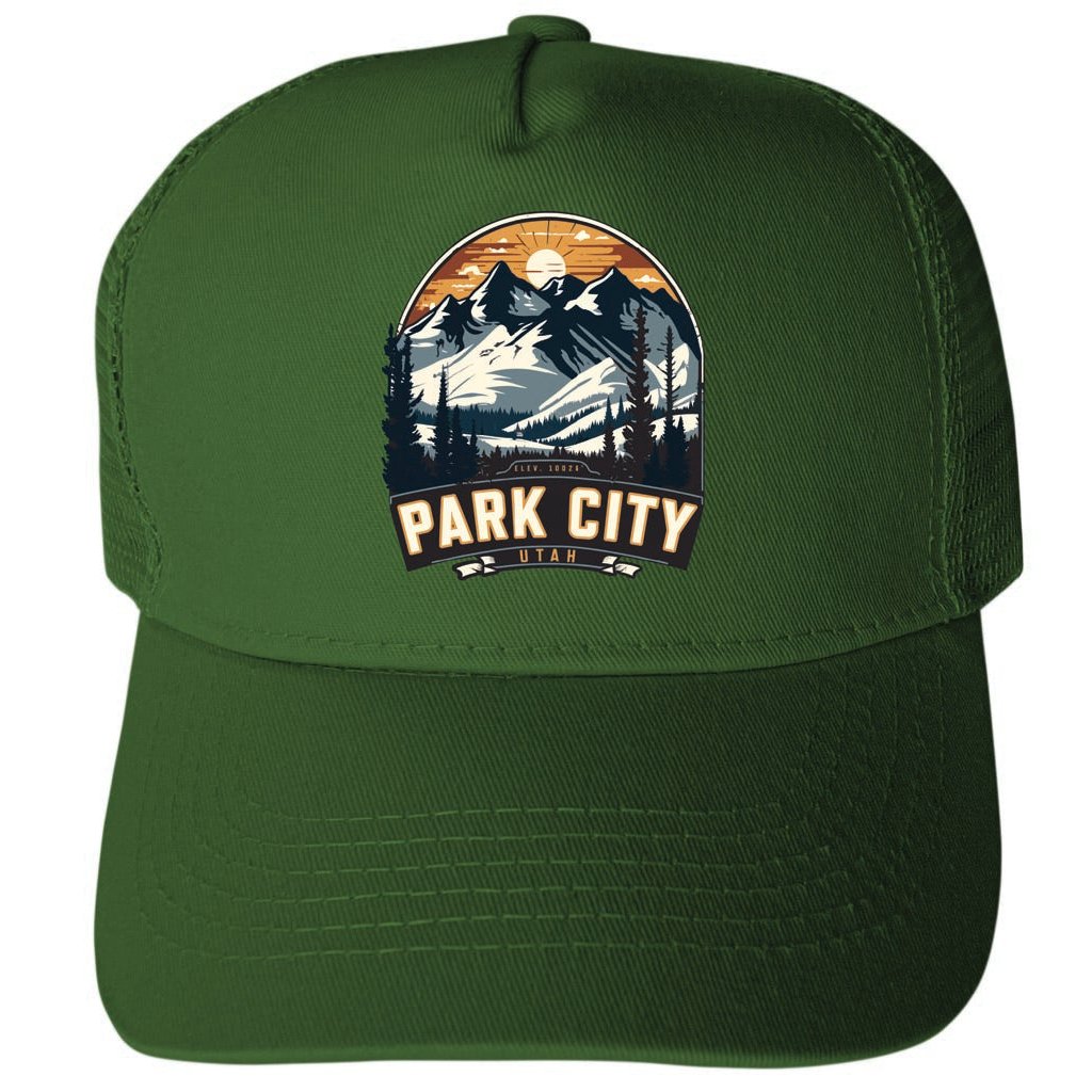 Park City Utah Design B Unisex Mesh Back Trucker Hat with Adjustable Snapback Image 2