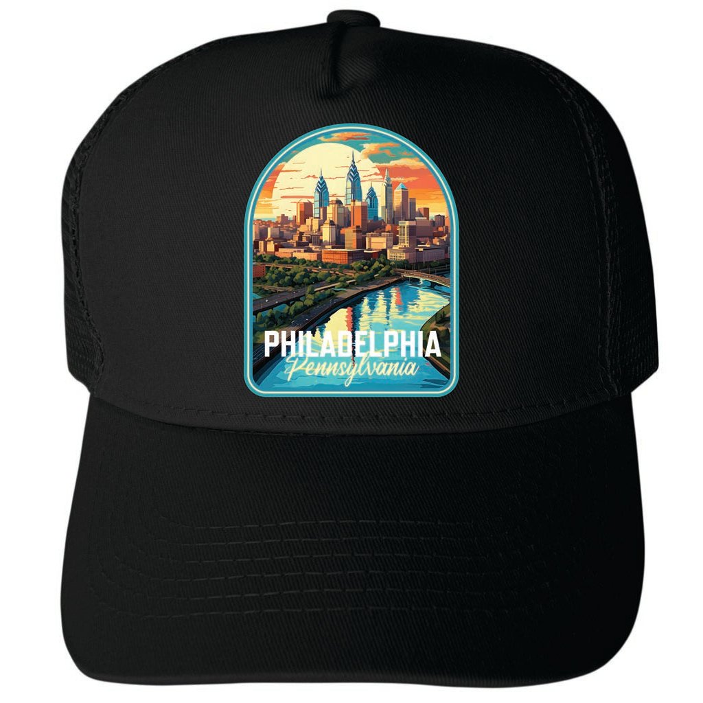 Philadelphia Pennsylvania Design A Unisex Mesh Back Trucker Hat with Adjustable Snapback Image 4