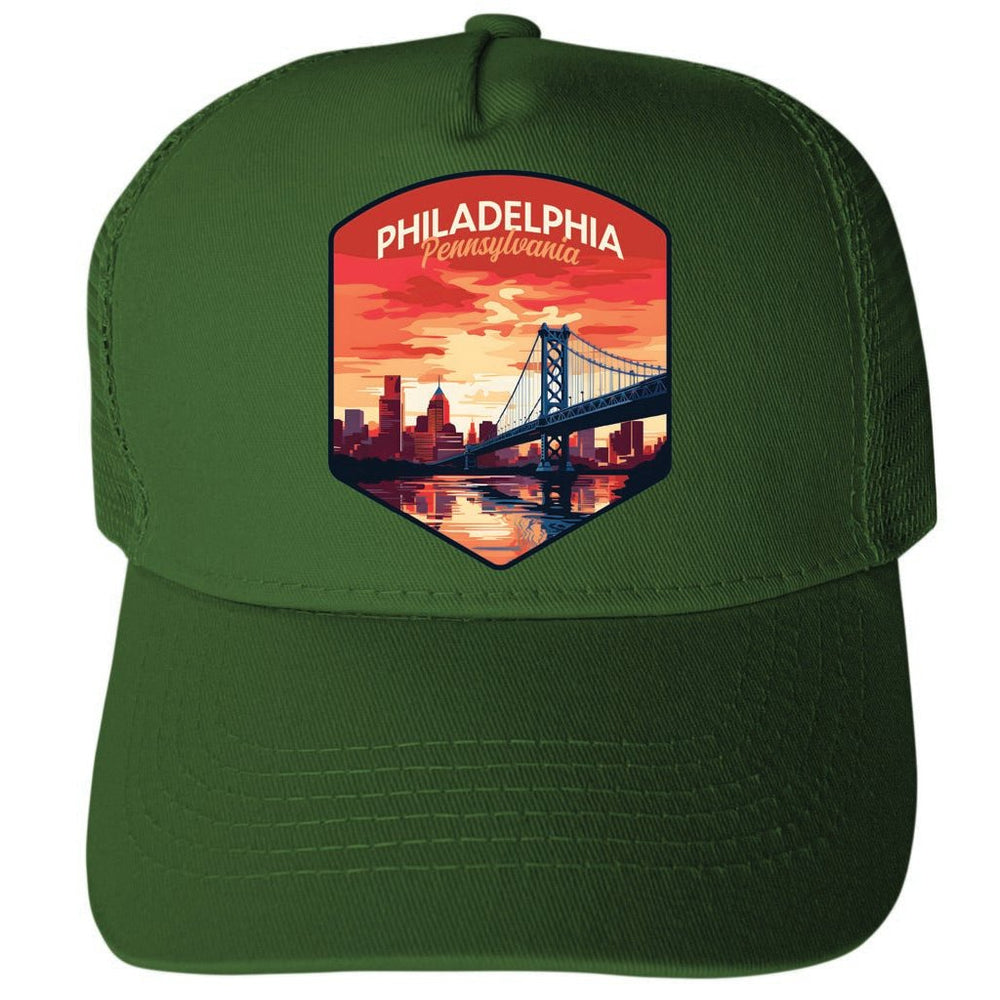 Philadelphia Pennsylvania Design B Unisex Mesh Back Trucker Hat with Adjustable Snapback Image 2