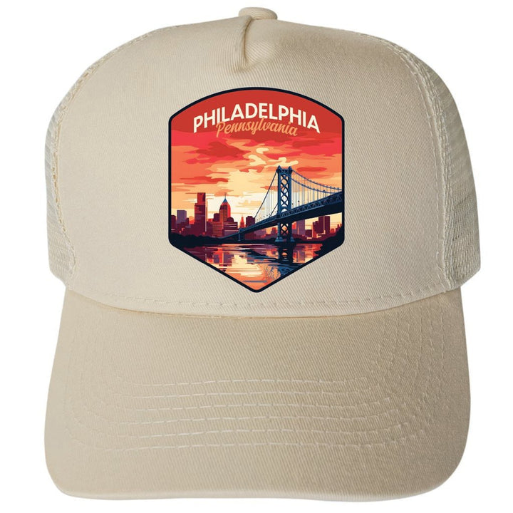 Philadelphia Pennsylvania Design B Unisex Mesh Back Trucker Hat with Adjustable Snapback Image 3