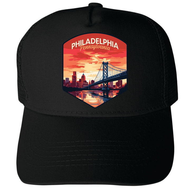 Philadelphia Pennsylvania Design B Unisex Mesh Back Trucker Hat with Adjustable Snapback Image 4