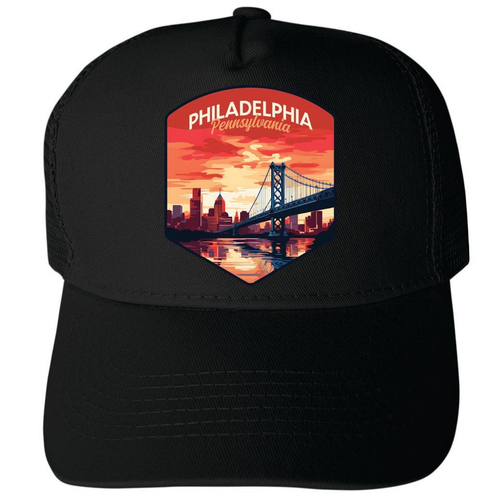 Philadelphia Pennsylvania Design B Unisex Mesh Back Trucker Hat with Adjustable Snapback Image 1