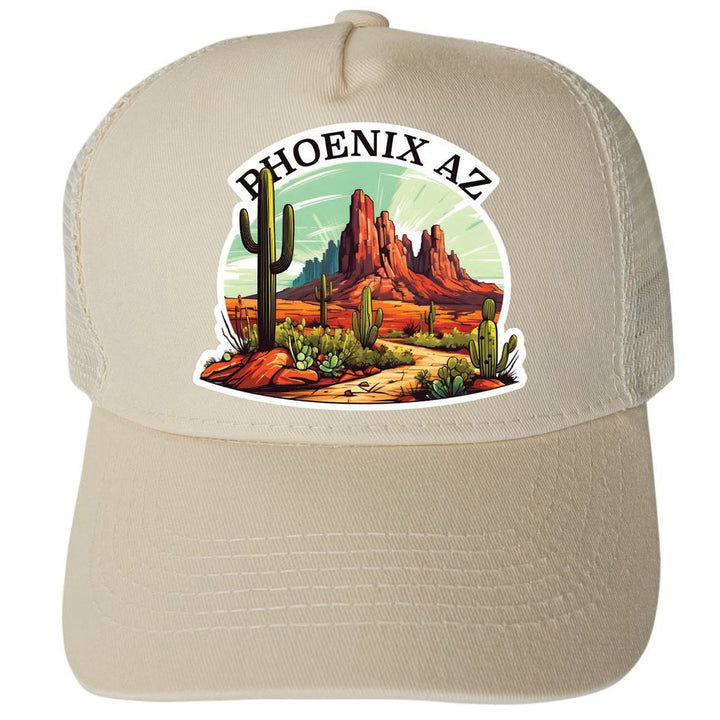 Phoenix Arizona Design A Unisex Mesh Back Trucker Hat with Adjustable Snapback Image 3