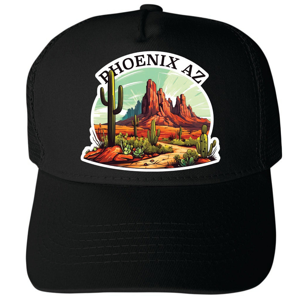 Phoenix Arizona Design A Unisex Mesh Back Trucker Hat with Adjustable Snapback Image 4