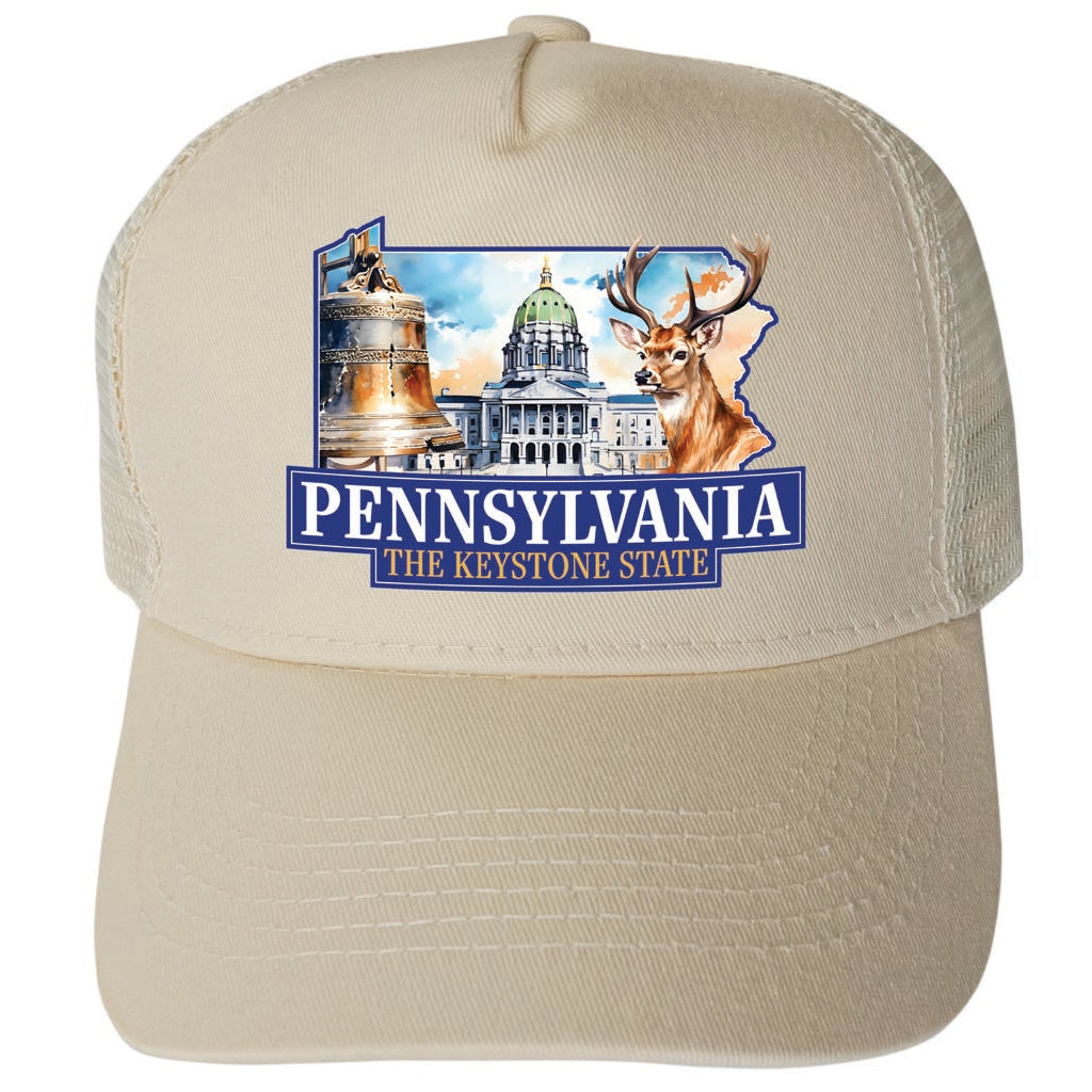 Pennsylvania Design D Unisex Mesh Back Trucker Hat with Adjustable Snapback Image 3