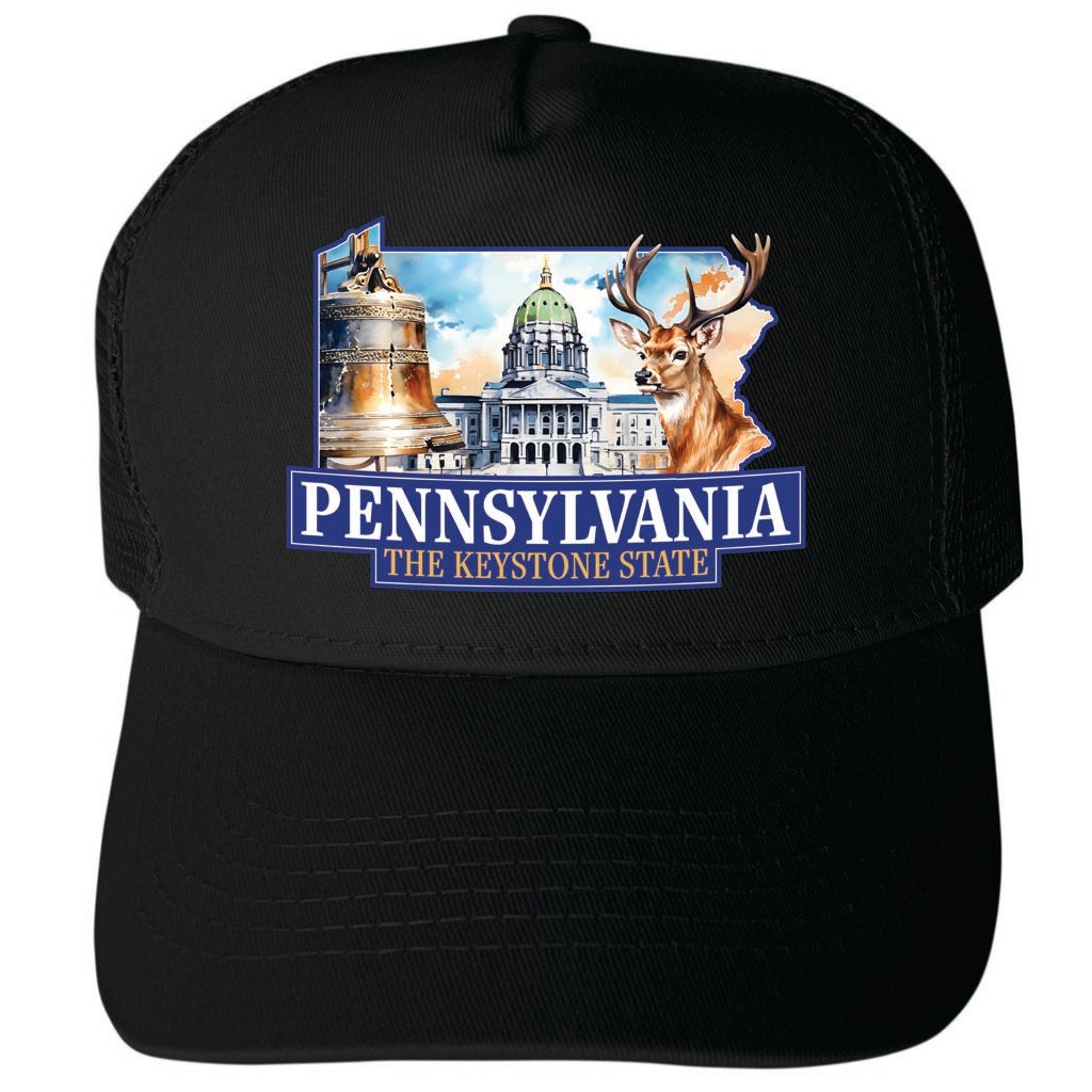 Pennsylvania Design D Unisex Mesh Back Trucker Hat with Adjustable Snapback Image 4