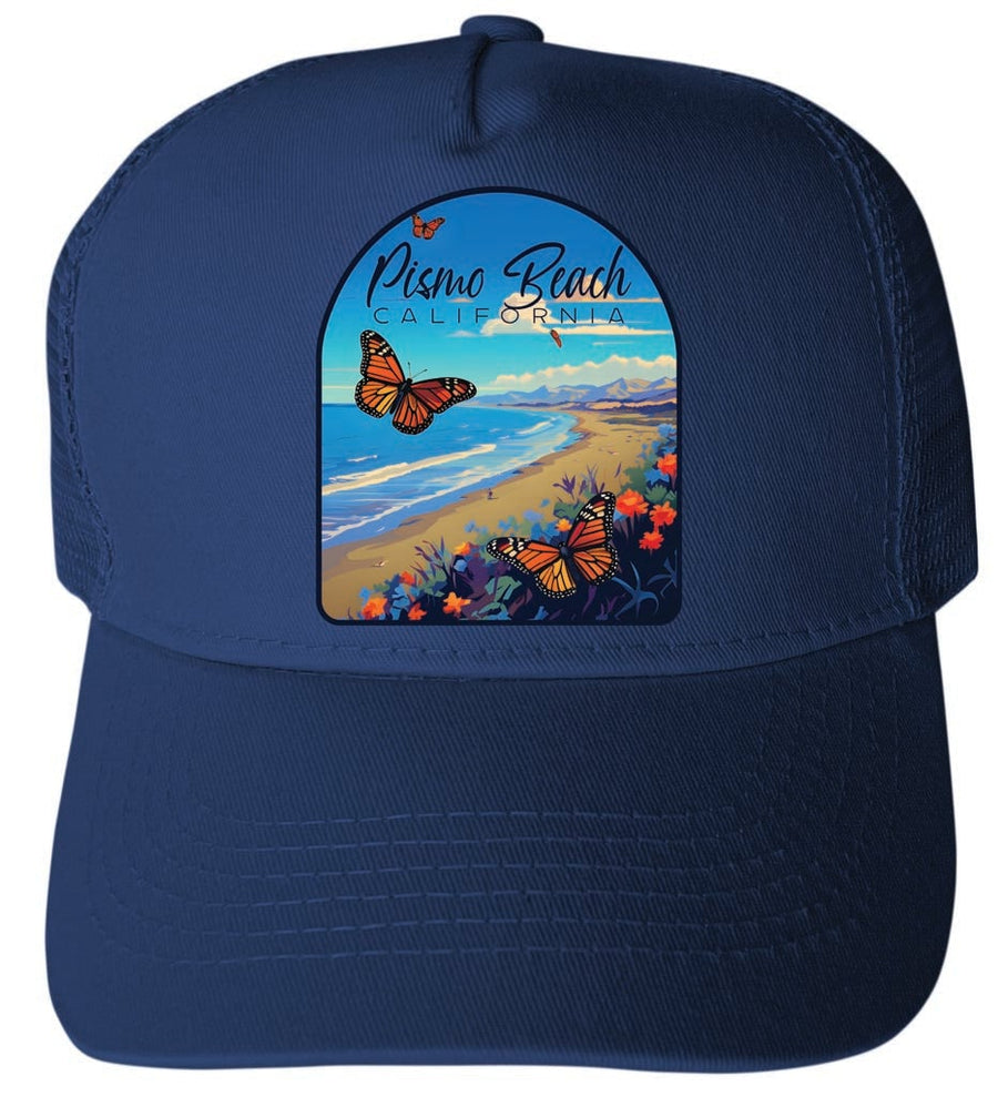 Pismo Beach California Butterfly Beach Design Unisex Mesh Back Trucker Hat with Adjustable Snapback Image 1