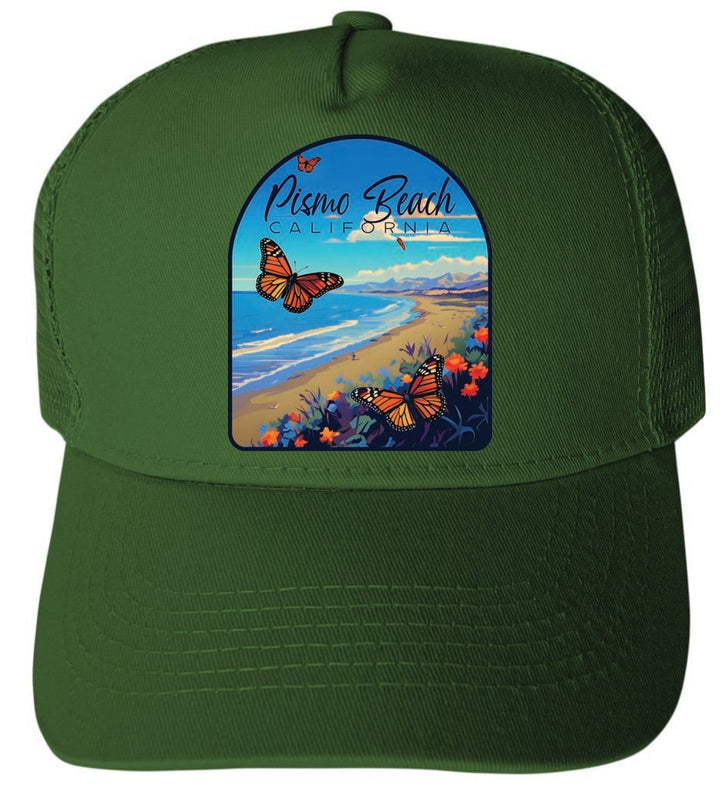 Pismo Beach California Butterfly Beach Design Unisex Mesh Back Trucker Hat with Adjustable Snapback Image 2