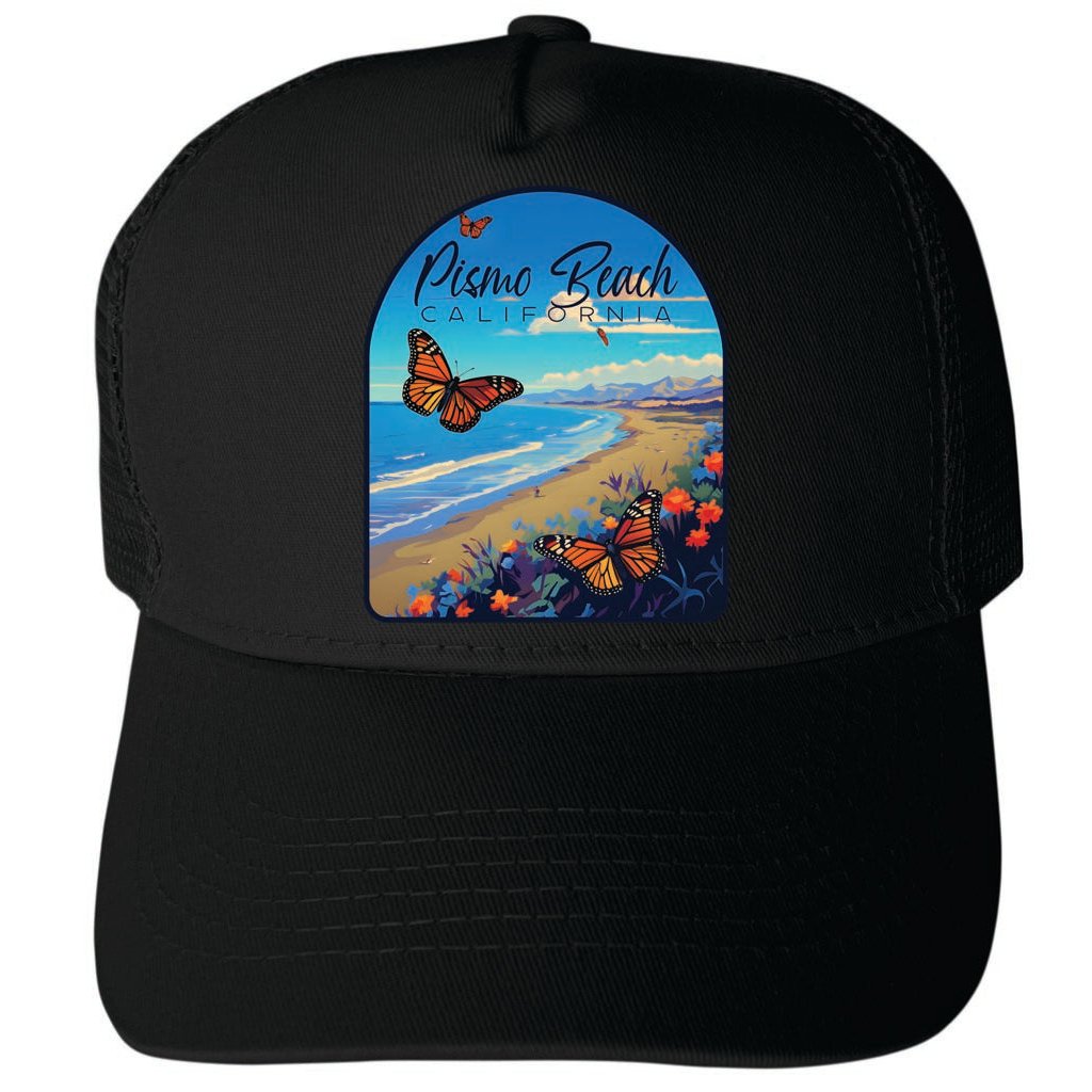 Pismo Beach California Butterfly Beach Design Unisex Mesh Back Trucker Hat with Adjustable Snapback Image 4