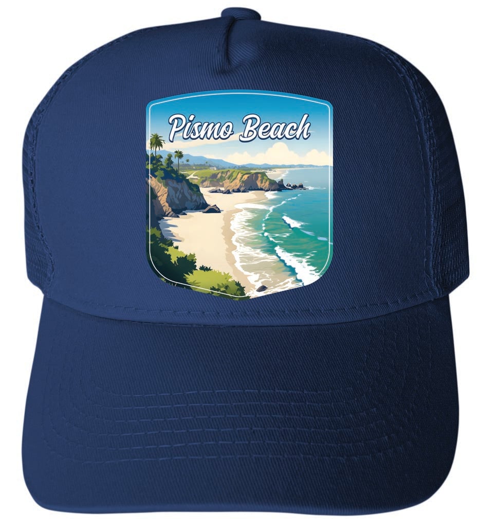 Pismo Beach California Shoreline Design Unisex Mesh Back Trucker Hat with Adjustable Snapback Image 2