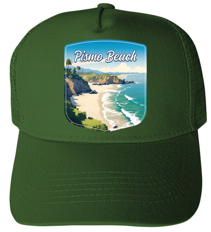 Pismo Beach California Shoreline Design Unisex Mesh Back Trucker Hat with Adjustable Snapback Image 3