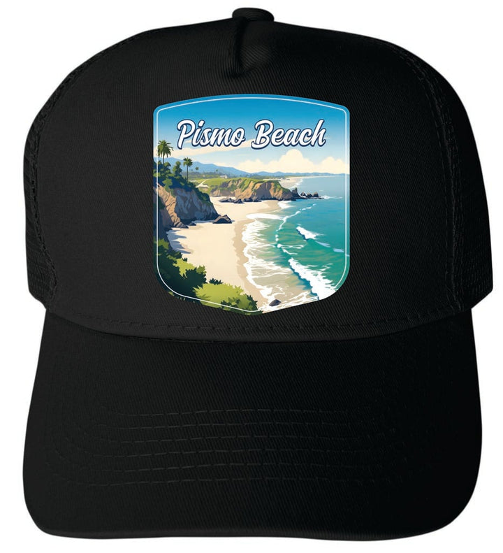 Pismo Beach California Shoreline Design Unisex Mesh Back Trucker Hat with Adjustable Snapback Image 4