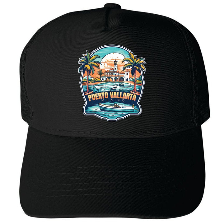 Puerto Vallarta Mexico Design A Unisex Mesh Back Trucker Hat with Adjustable Snapback Image 4