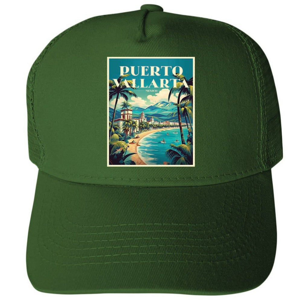 Puerto Vallarta Mexico Design C Unisex Mesh Back Trucker Hat with Adjustable Snapback Image 2