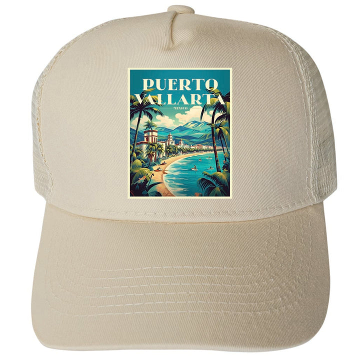 Puerto Vallarta Mexico Design C Unisex Mesh Back Trucker Hat with Adjustable Snapback Image 4