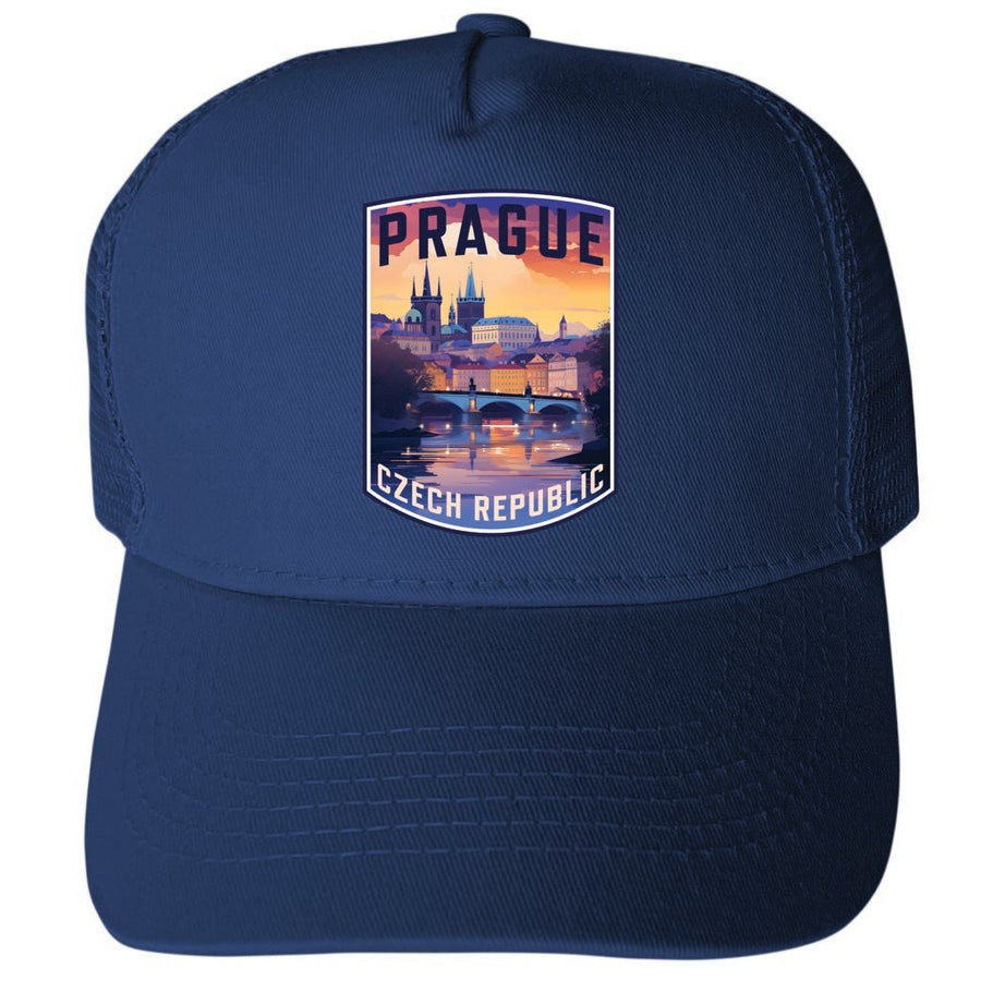 Prague Czech Republic Design B Unisex Mesh Back Trucker Hat with Adjustable Snapback Image 1