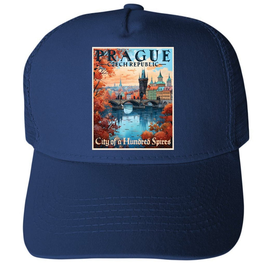 Prague Czech Republic Design A Unisex Mesh Back Trucker Hat with Adjustable Snapback Image 1