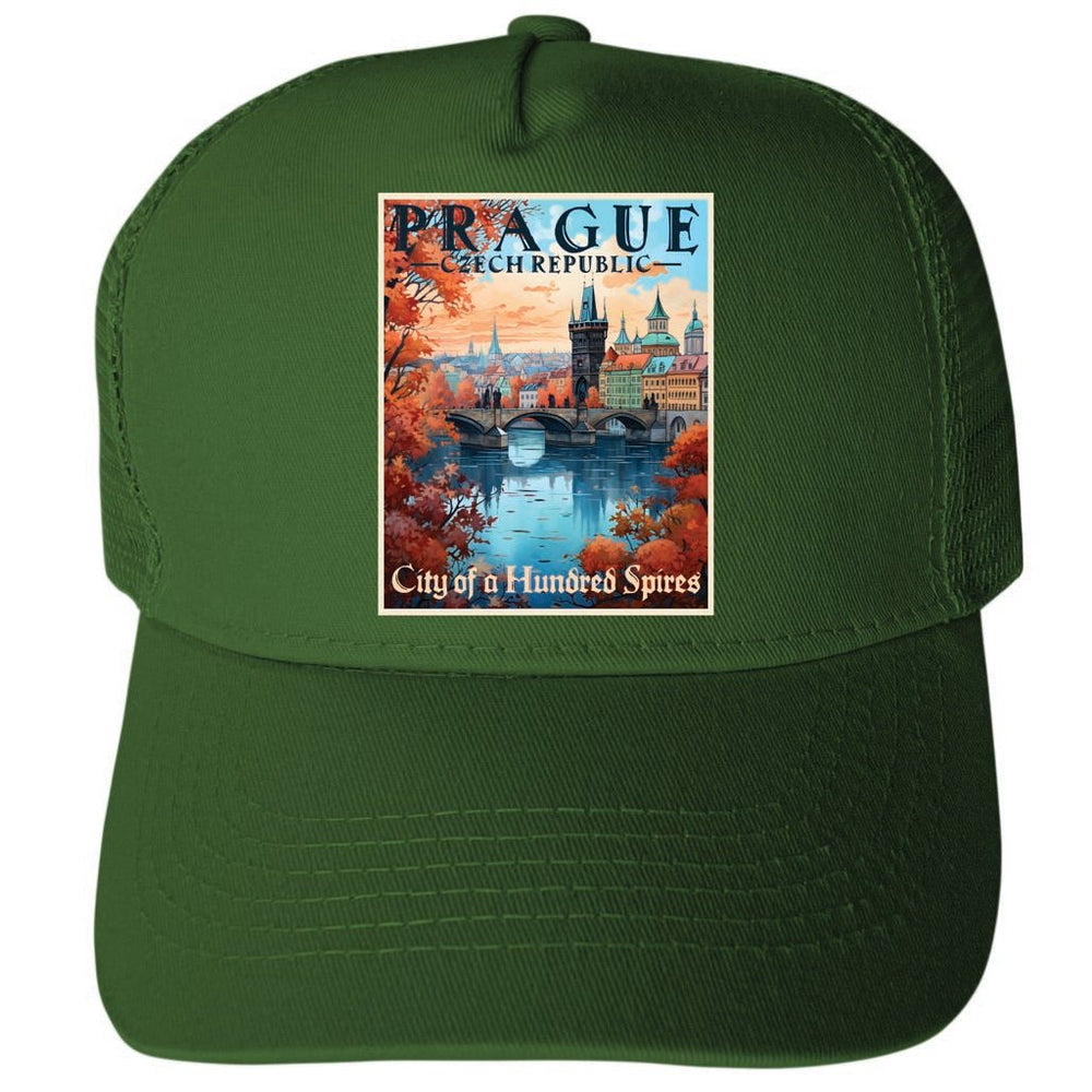 Prague Czech Republic Design A Unisex Mesh Back Trucker Hat with Adjustable Snapback Image 2