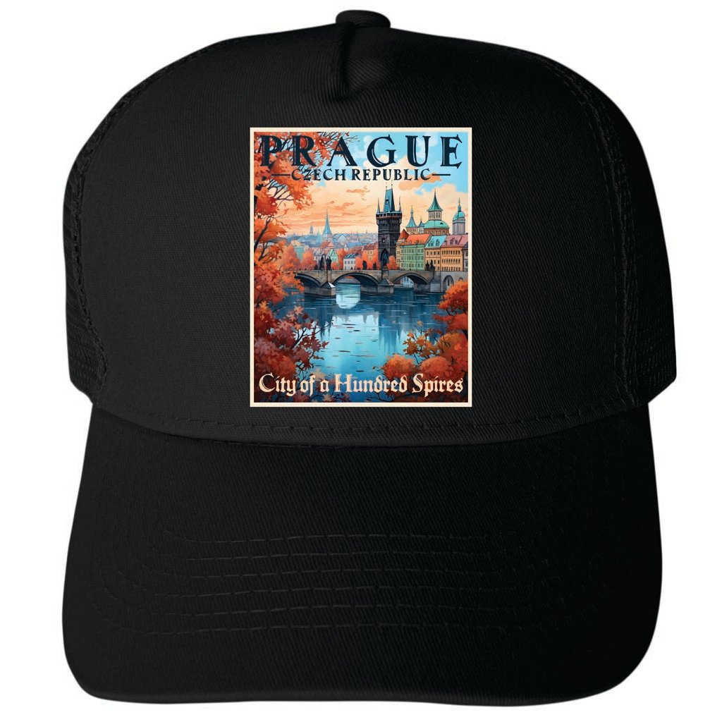 Prague Czech Republic Design A Unisex Mesh Back Trucker Hat with Adjustable Snapback Image 3