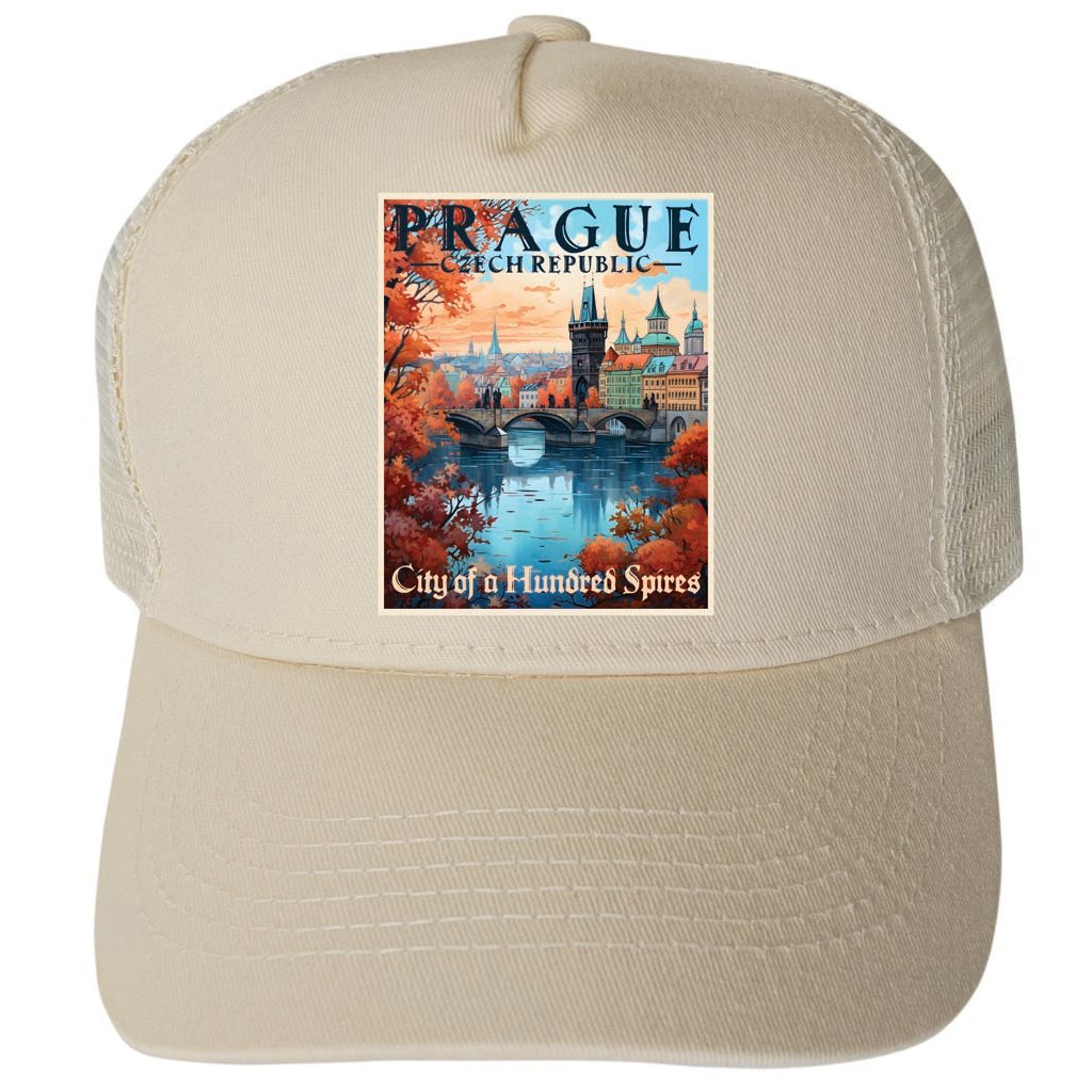 Prague Czech Republic Design A Unisex Mesh Back Trucker Hat with Adjustable Snapback Image 4