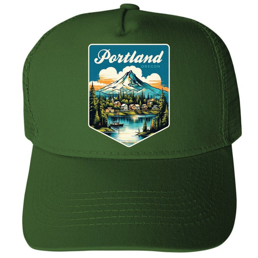 Portland Oregon Design B Unisex Mesh Back Trucker Hat with Adjustable Snapback Image 1