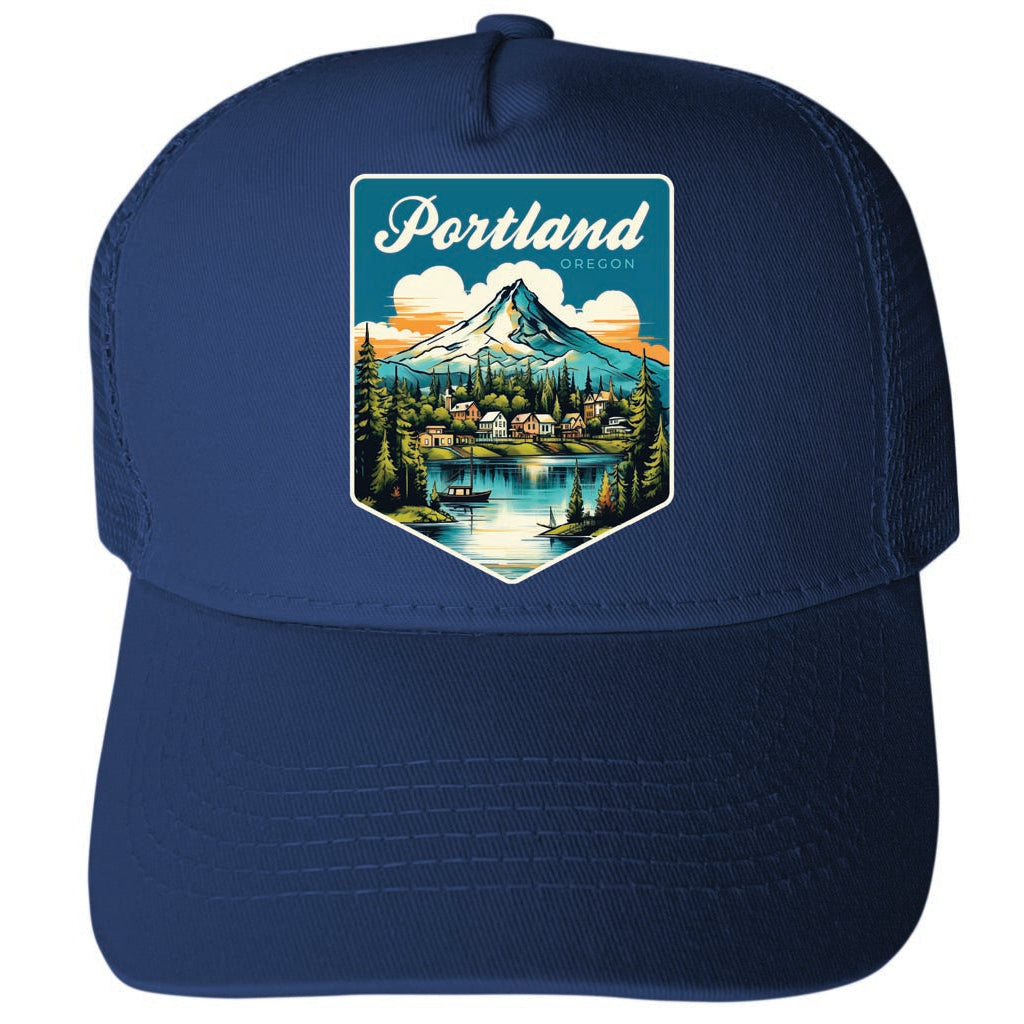 Portland Oregon Design B Unisex Mesh Back Trucker Hat with Adjustable Snapback Image 2