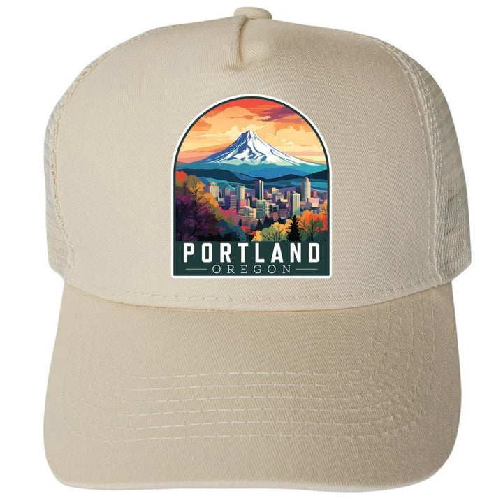 Portland Oregon Design A Unisex Mesh Back Trucker Hat with Adjustable Snapback Image 4