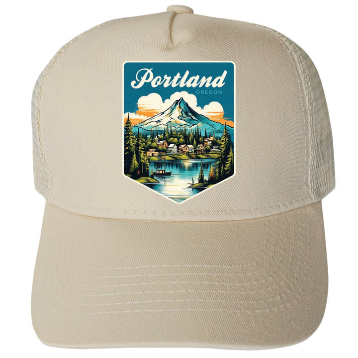 Portland Oregon Design B Unisex Mesh Back Trucker Hat with Adjustable Snapback Image 3