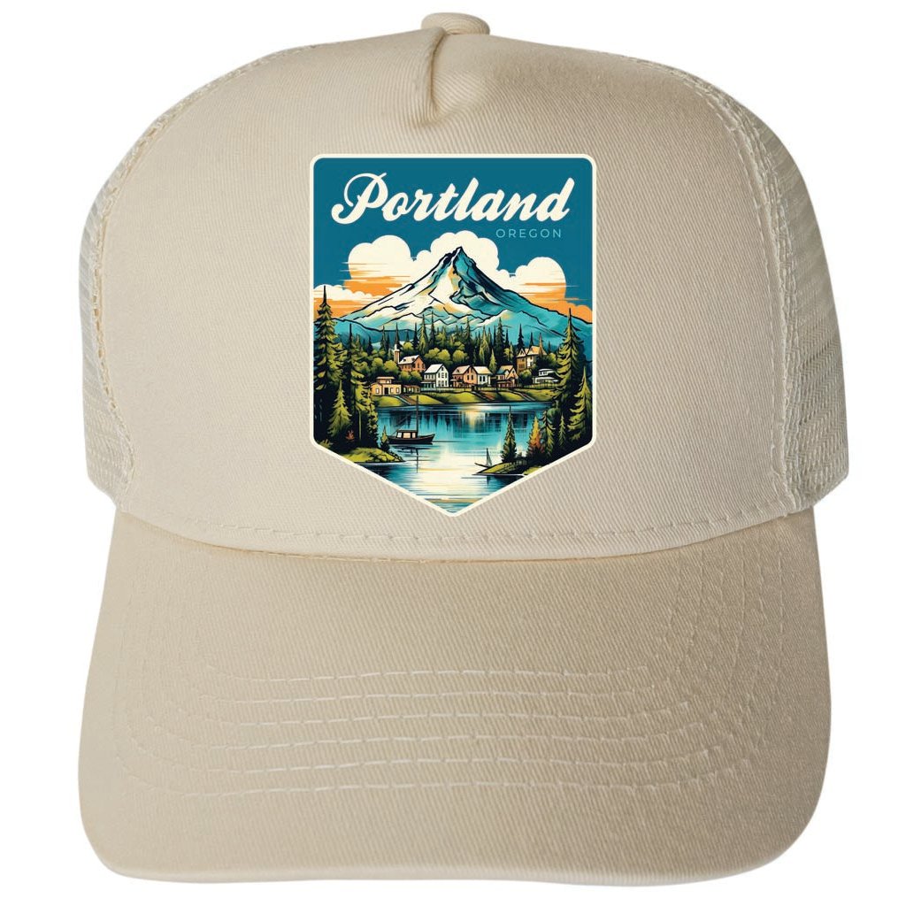 Portland Oregon Design B Unisex Mesh Back Trucker Hat with Adjustable Snapback Image 1