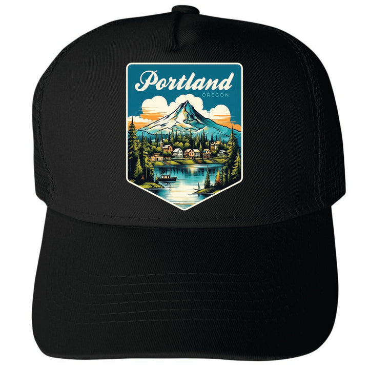 Portland Oregon Design B Unisex Mesh Back Trucker Hat with Adjustable Snapback Image 4