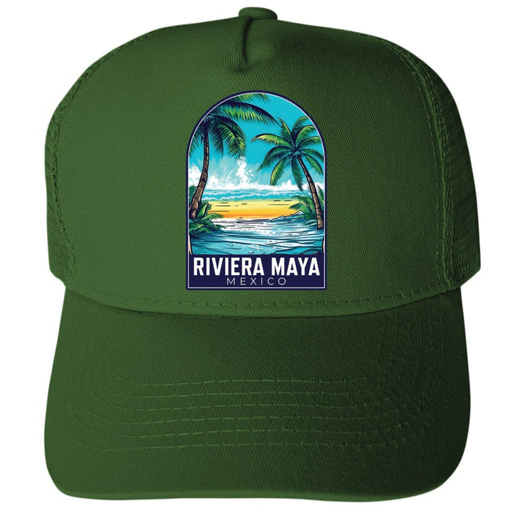 Riviera Maya Mexico Design B Unisex Mesh Back Trucker Hat with Adjustable Snapback Image 1