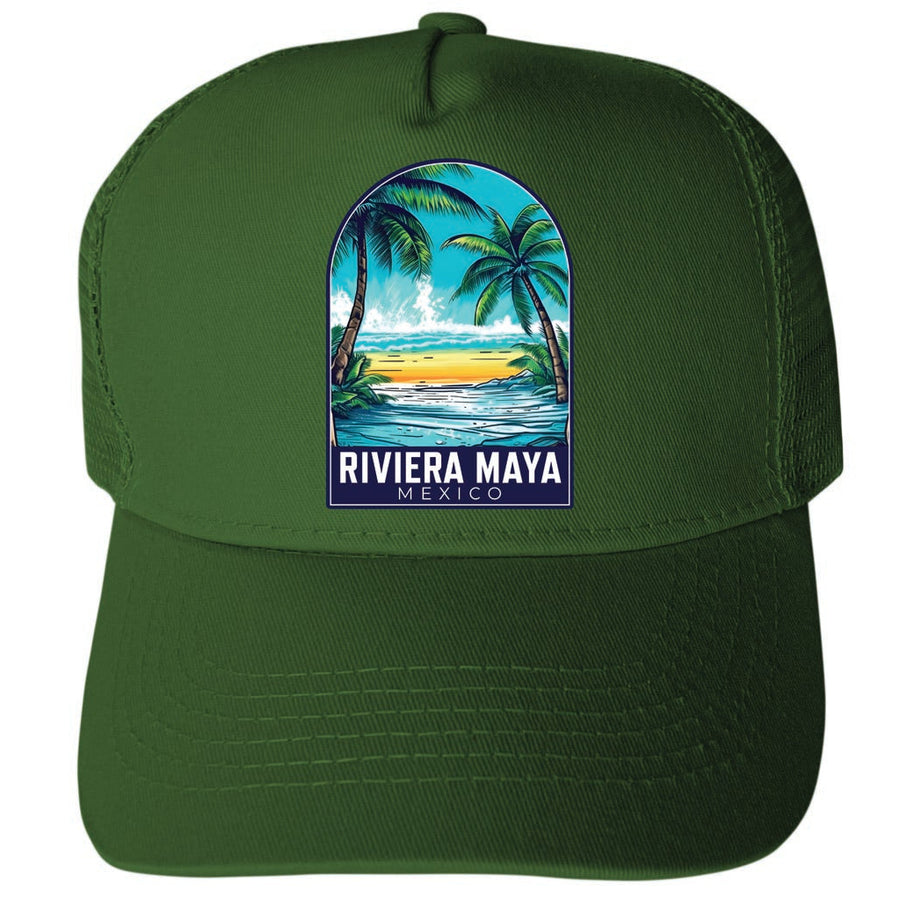 Riviera Maya Mexico Design B Unisex Mesh Back Trucker Hat with Adjustable Snapback Image 1