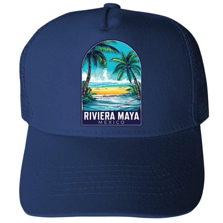 Riviera Maya Mexico Design B Unisex Mesh Back Trucker Hat with Adjustable Snapback Image 2