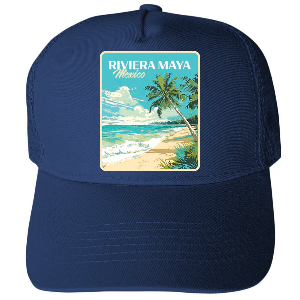 Riviera Maya Mexico Design C Unisex Mesh Back Trucker Hat with Adjustable Snapback Image 1