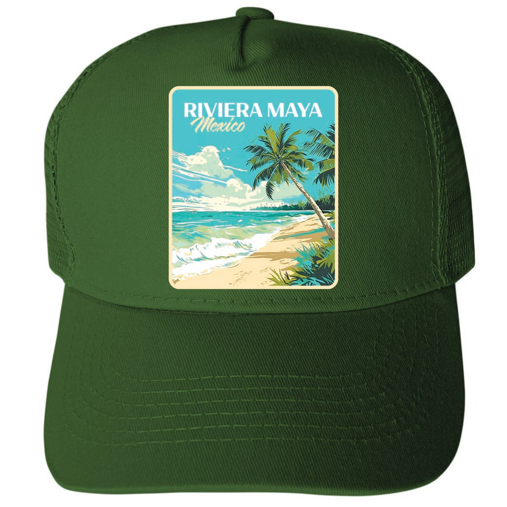 Riviera Maya Mexico Design C Unisex Mesh Back Trucker Hat with Adjustable Snapback Image 2