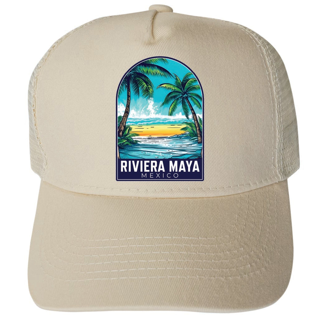 Riviera Maya Mexico Design B Unisex Mesh Back Trucker Hat with Adjustable Snapback Image 3