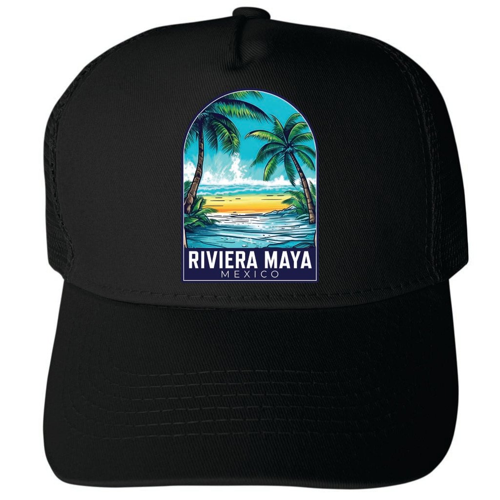 Riviera Maya Mexico Design B Unisex Mesh Back Trucker Hat with Adjustable Snapback Image 4