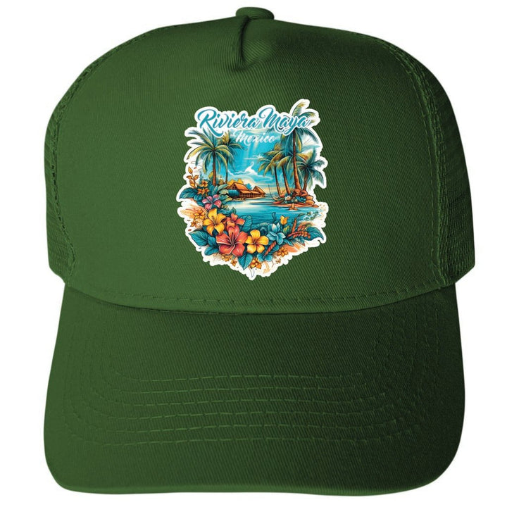 Riviera Maya Mexico Design A Unisex Mesh Back Trucker Hat with Adjustable Snapback Image 2