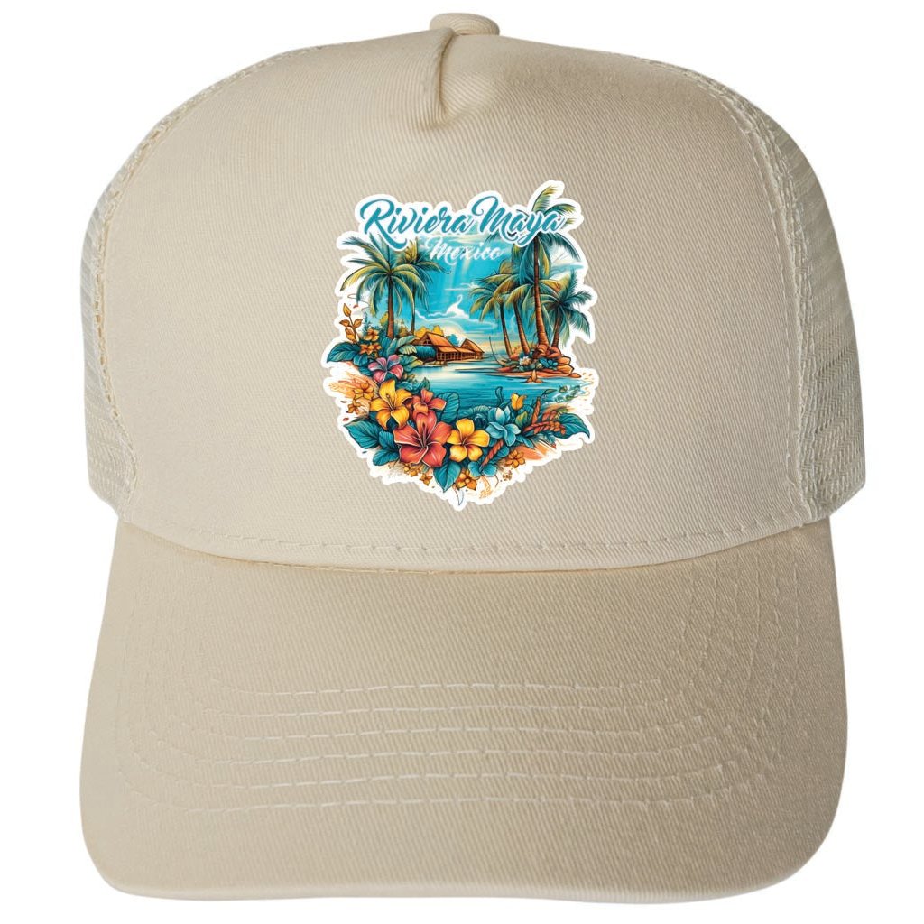 Riviera Maya Mexico Design A Unisex Mesh Back Trucker Hat with Adjustable Snapback Image 3