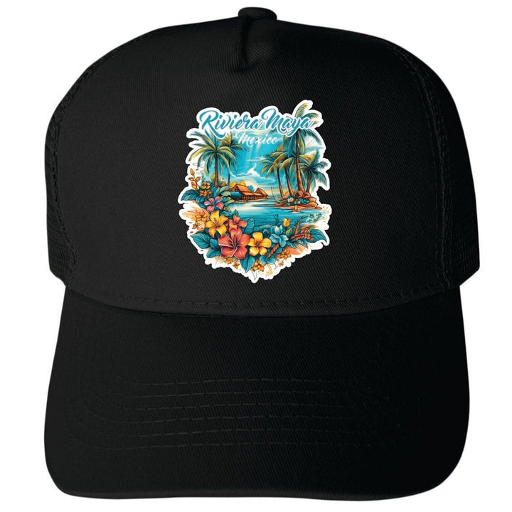 Riviera Maya Mexico Design A Unisex Mesh Back Trucker Hat with Adjustable Snapback Image 4