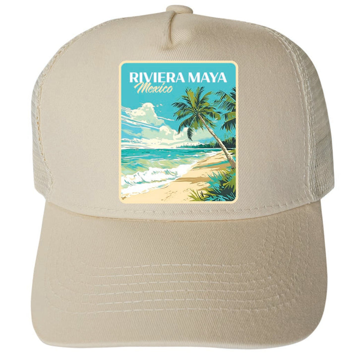 Riviera Maya Mexico Design C Unisex Mesh Back Trucker Hat with Adjustable Snapback Image 3