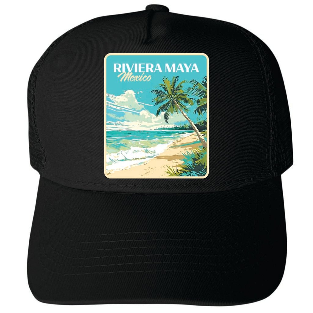 Riviera Maya Mexico Design C Unisex Mesh Back Trucker Hat with Adjustable Snapback Image 4