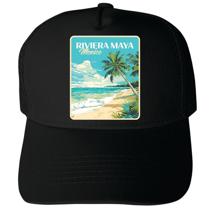 Riviera Maya Mexico Design C Unisex Mesh Back Trucker Hat with Adjustable Snapback Image 1